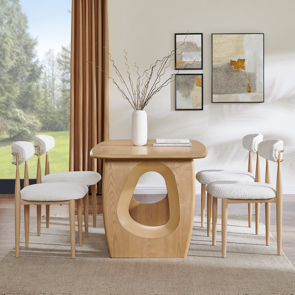 68-inch Rectangle Modern Dining Table for 4-6, Natutal Wooden Dining Room Table