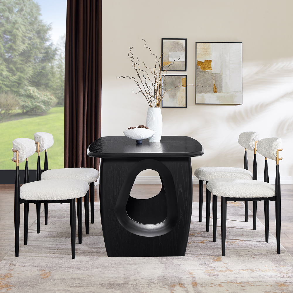 68-inch Rectangle Modern Dining Table for 4-6, Wooden Dining Room Table(Back)