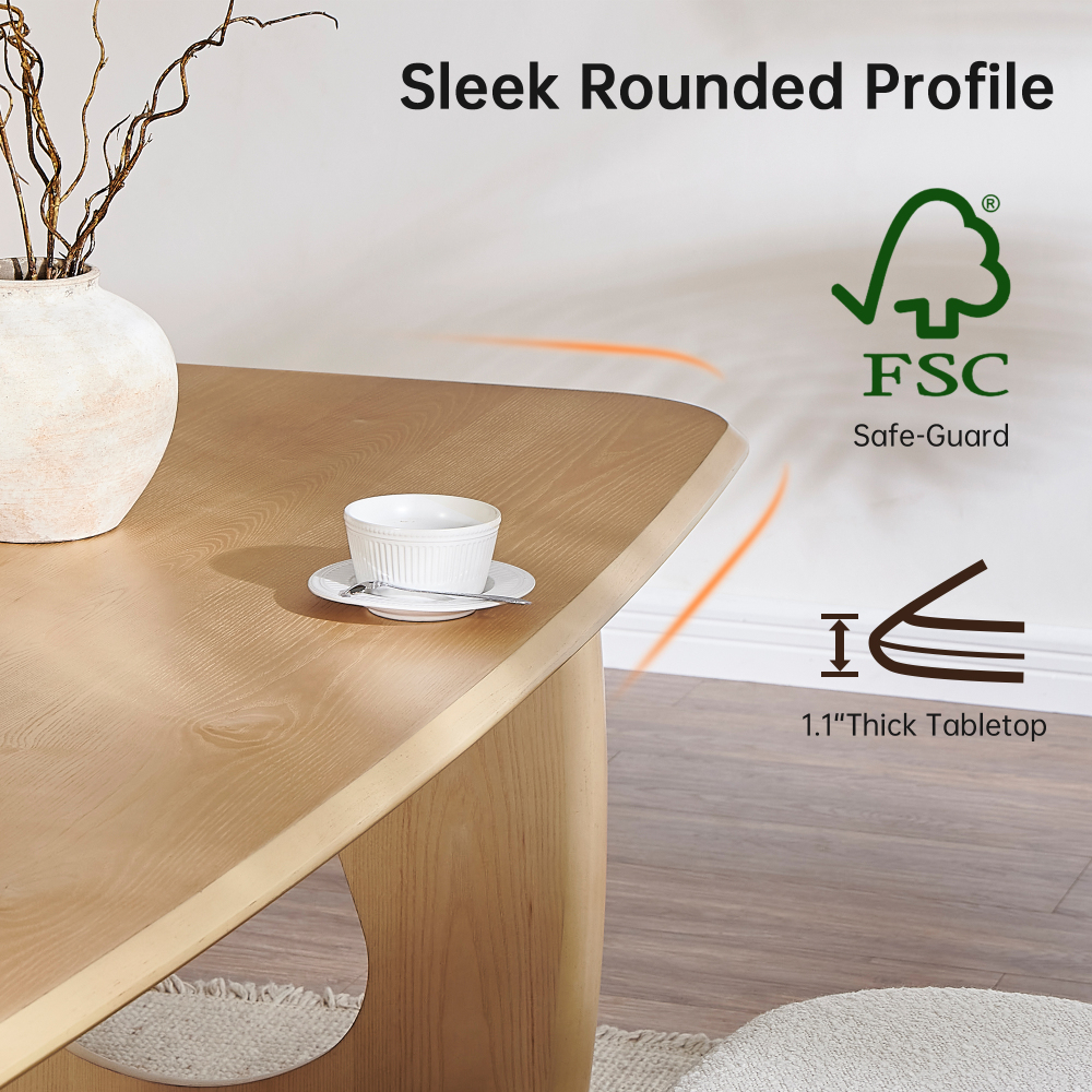 68-inch Rectangle Modern Dining Table for 4-6, Natutal Wooden Dining Room Table