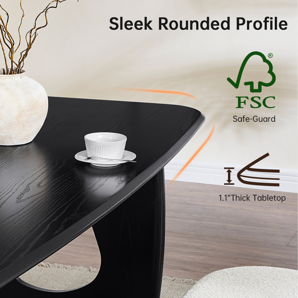 68-inch Rectangle Modern Dining Table for 4-6, Wooden Dining Room Table(Back)