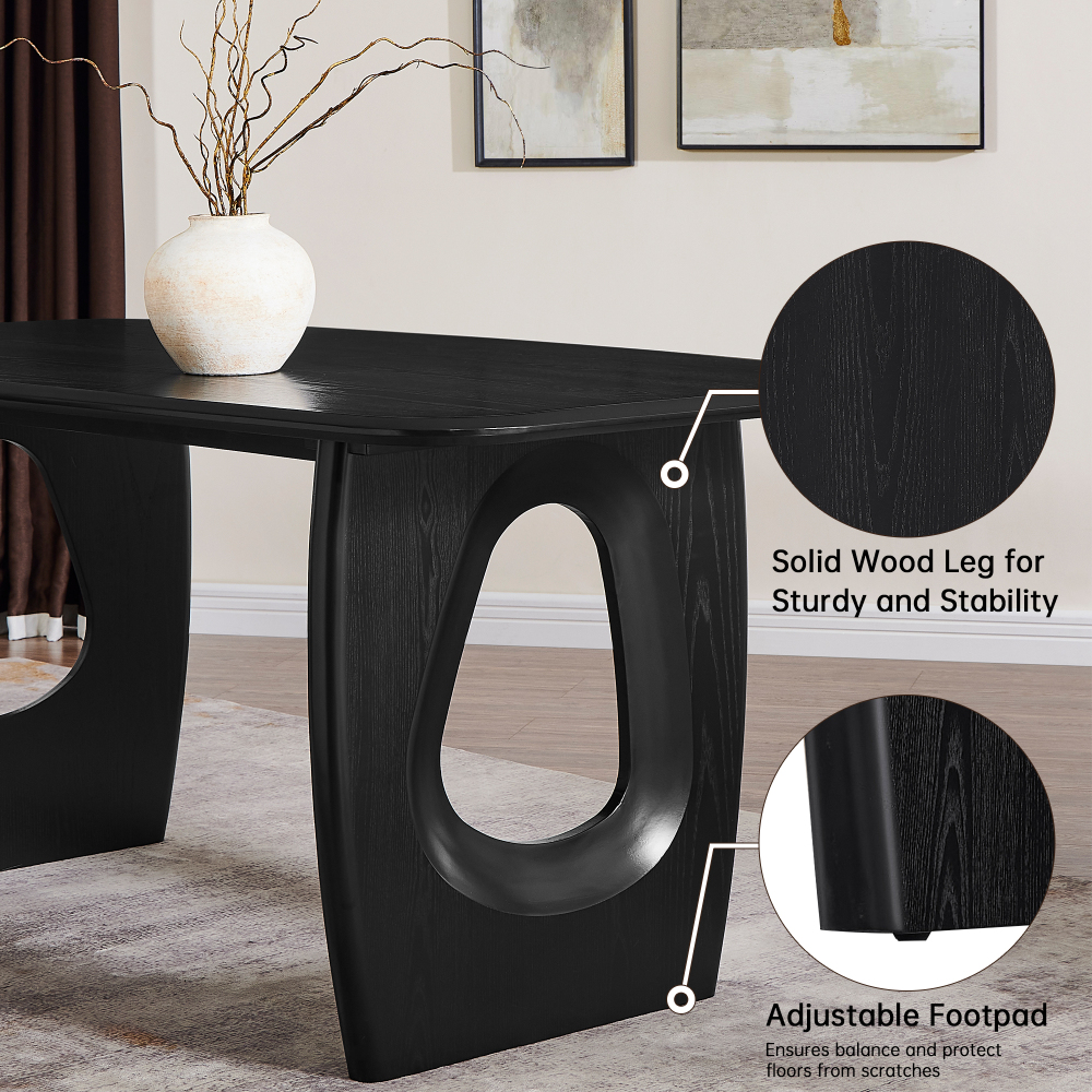 68-inch Rectangle Modern Dining Table for 4-6, Wooden Dining Room Table(Back)