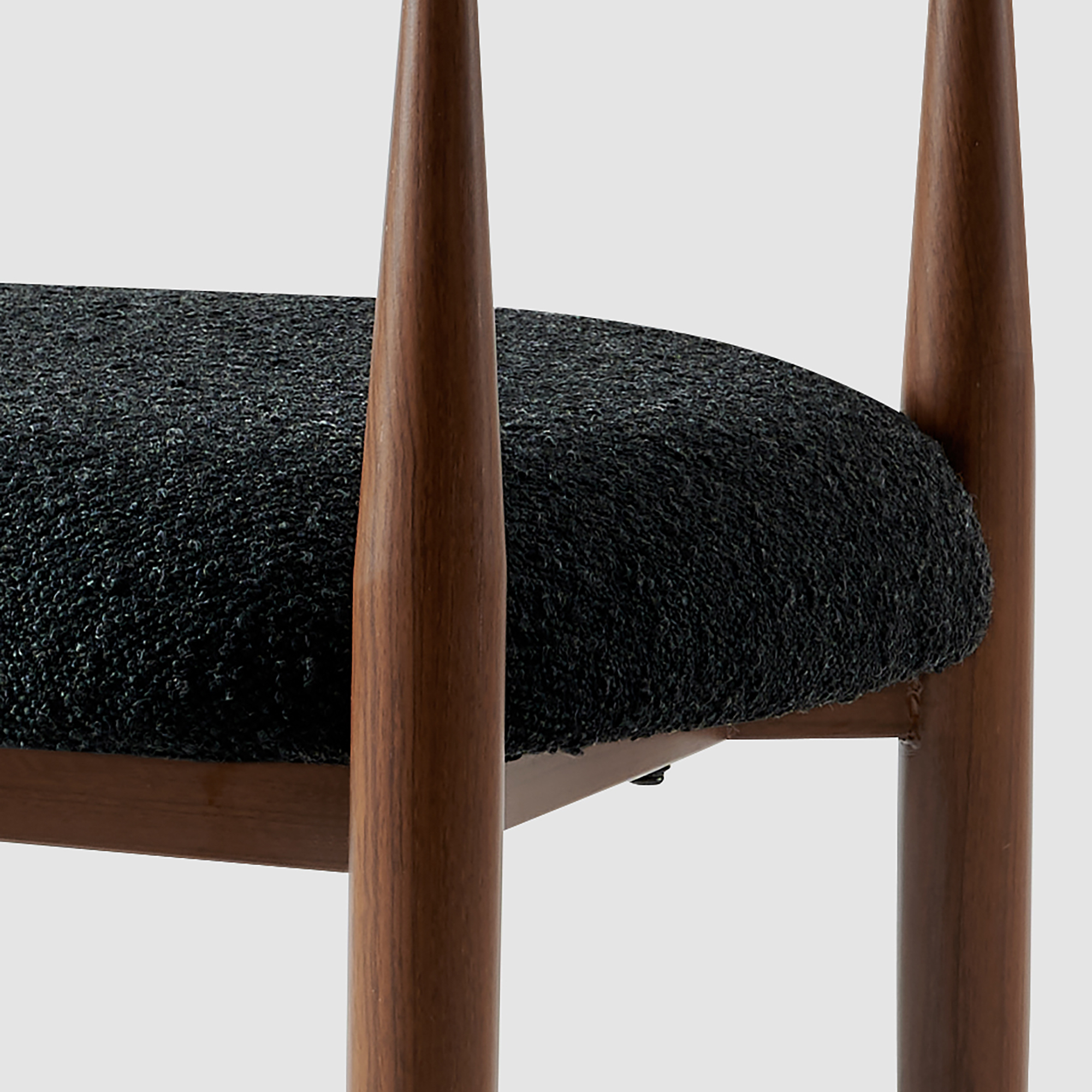 Morden Fort Modern Upholstered Dining Chairs Set of 4, Black Wood Dining Chairs with Boucle Cushions and Wood Grain Legs for Kitchen, Living Room and Reception