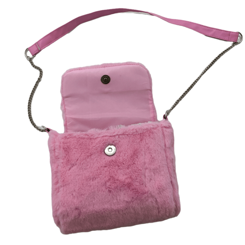 Popular Pink Faux Fur Shoulder Bags Crossbody Purse