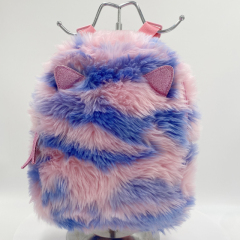 Kids Fur Plush Mochila Schoolbag with Glitter Cat Ears
