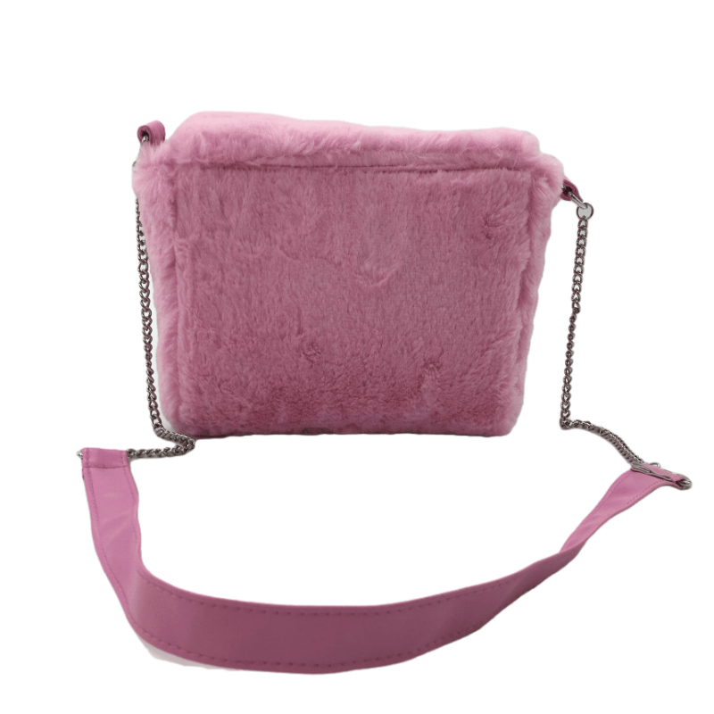 Popular Pink Faux Fur Shoulder Bags Crossbody Purse