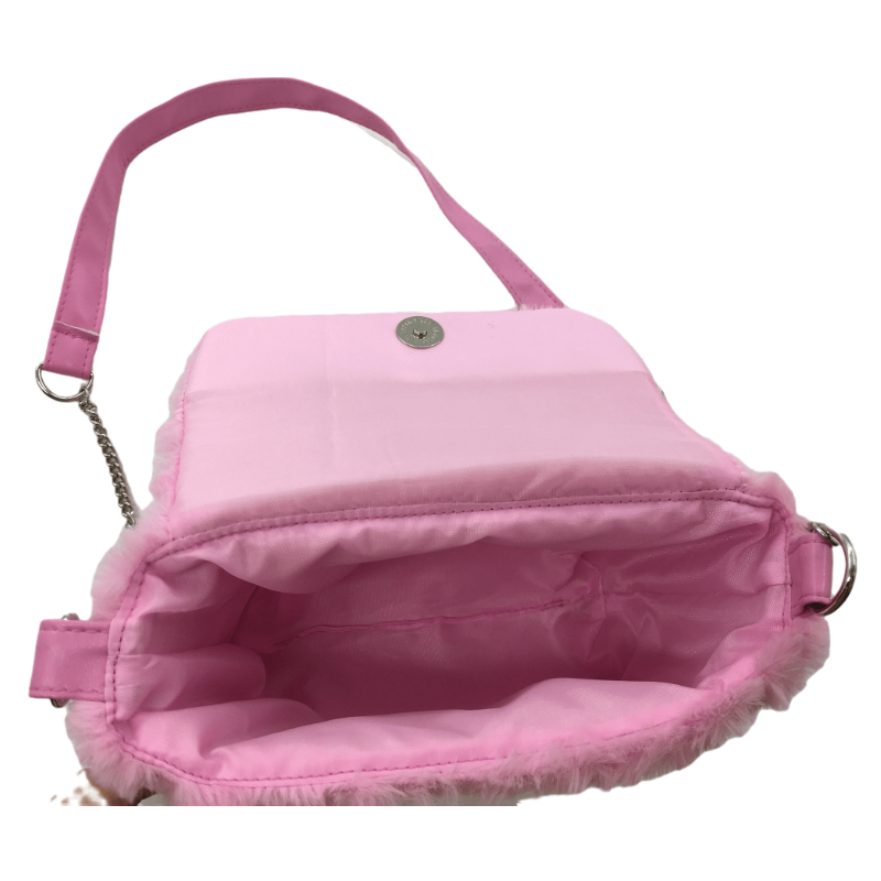 Popular Pink Faux Fur Shoulder Bags Crossbody Purse
