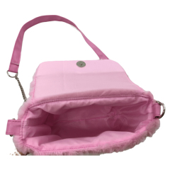 Popular Pink Faux Fur Shoulder Bags Crossbody Purse