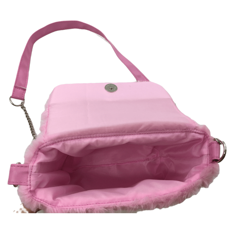 Popular Pink Faux Fur Shoulder Bags Crossbody Purse