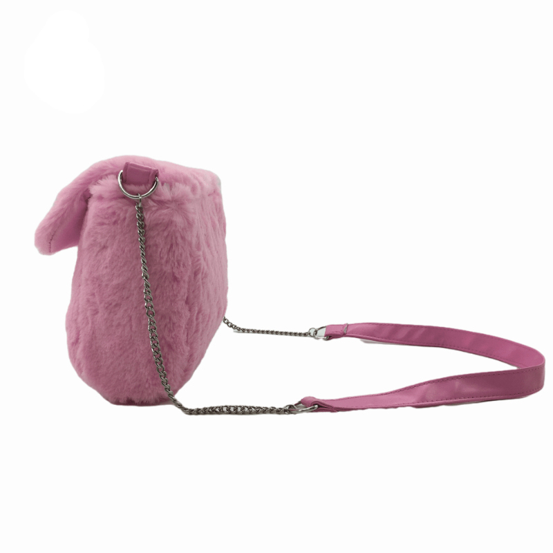 Popular Pink Faux Fur Shoulder Bags Crossbody Purse