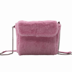 Popular Pink Faux Fur Shoulder Bags Crossbody Purse