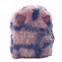 Kids Fur Plush Mochila Schoolbag with Glitter Cat Ears