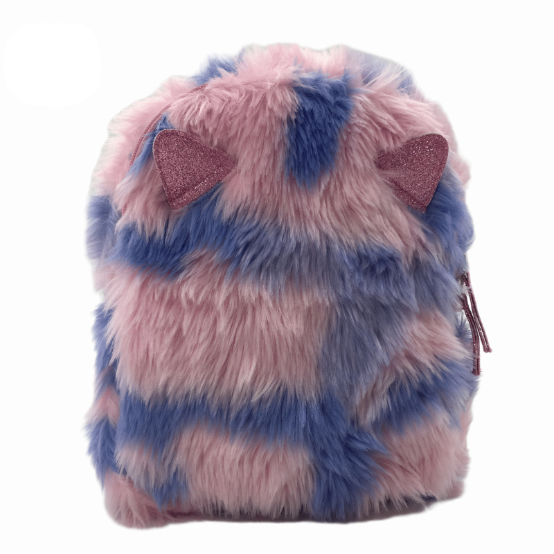 Kids Fur Plush Mochila Schoolbag with Glitter Cat Ears