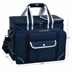 Holiday Picnic Basket Set Tote for 4 Person with Complete Cutlery Set