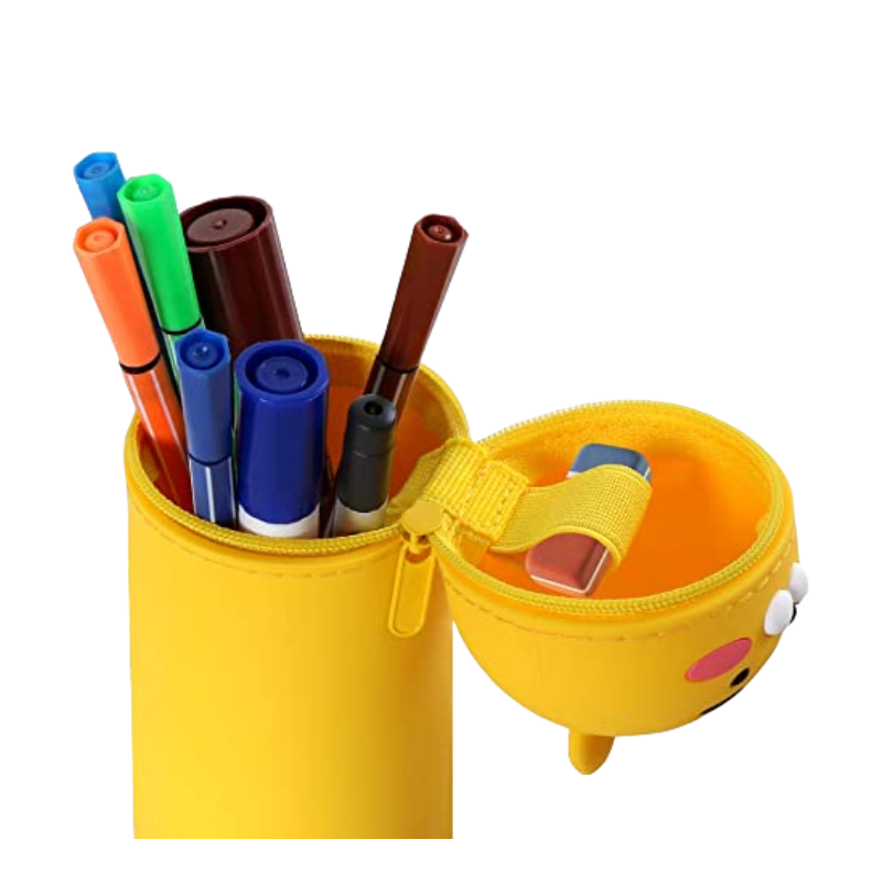 Stand Up Retractable Silicone Pencil Case Bag