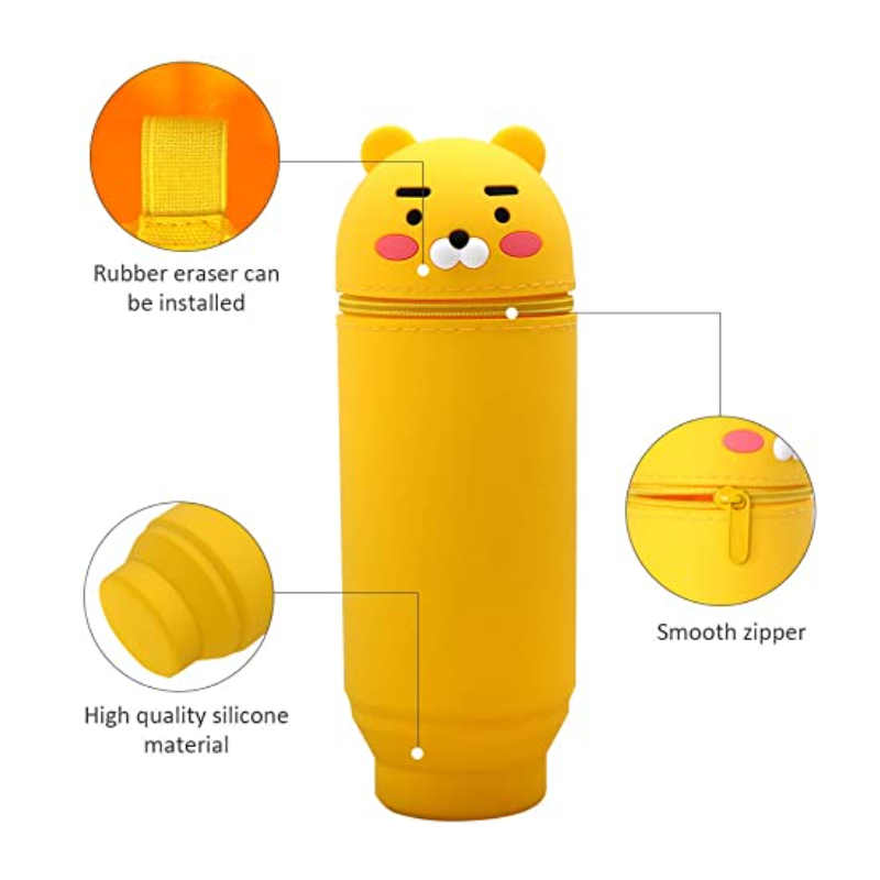 Stand Up Retractable Silicone Pencil Case Bag