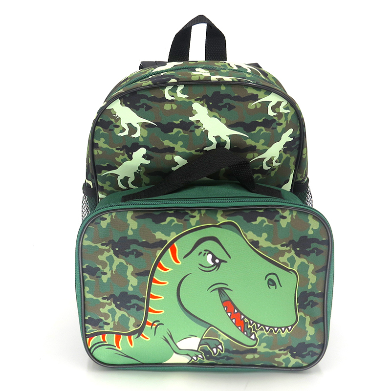 2Pcs Boys Dinosaur Backpack Set with Lunch Bag