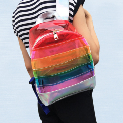 Rainbow Laser Teenagers Safety Clear PVC School Bag