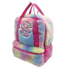 Rainbow Plush Fur Backpack for Girls