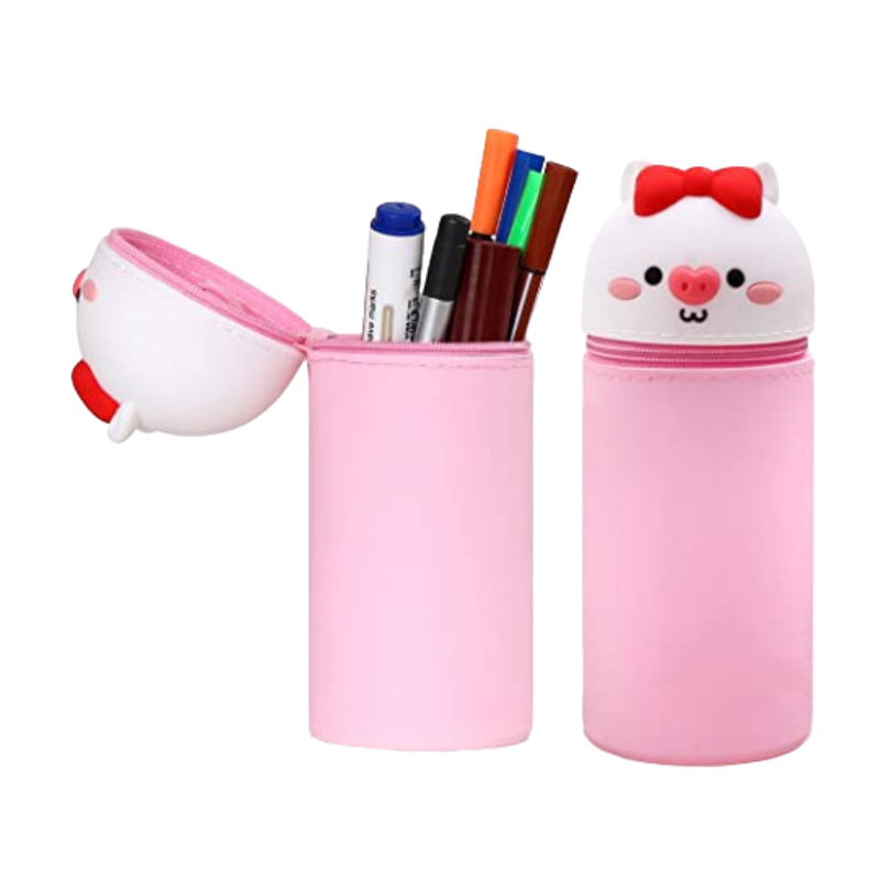 Stand Up Retractable Silicone Pencil Case Bag
