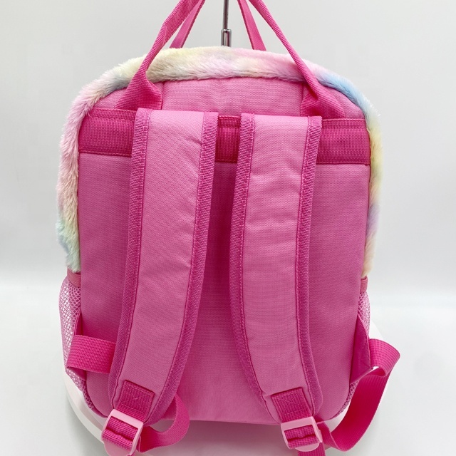 Rainbow Plush Fur Backpack for Girls