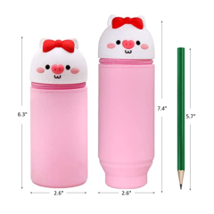 Stand Up Retractable Silicone Pencil Case Bag