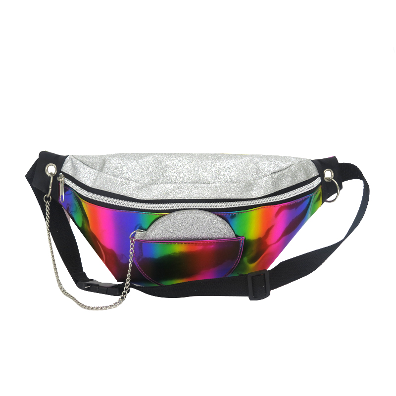 Holographic PU Belt Bag Girls Waist Bag with Mirror