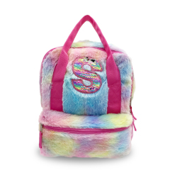 Rainbow Plush Fur Backpack for Girls