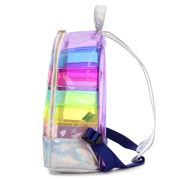 Rainbow Laser Teenagers Safety Clear PVC School Bag