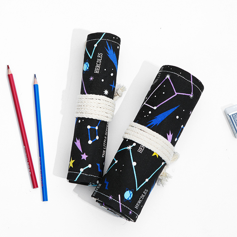 Art Supplies Roll Up Canvas Pencils Case