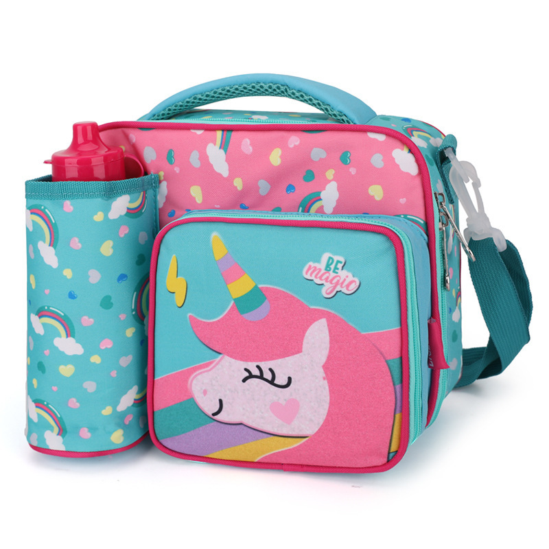 Kids Unicorn Lunch Tote Bag with Bottle Holder