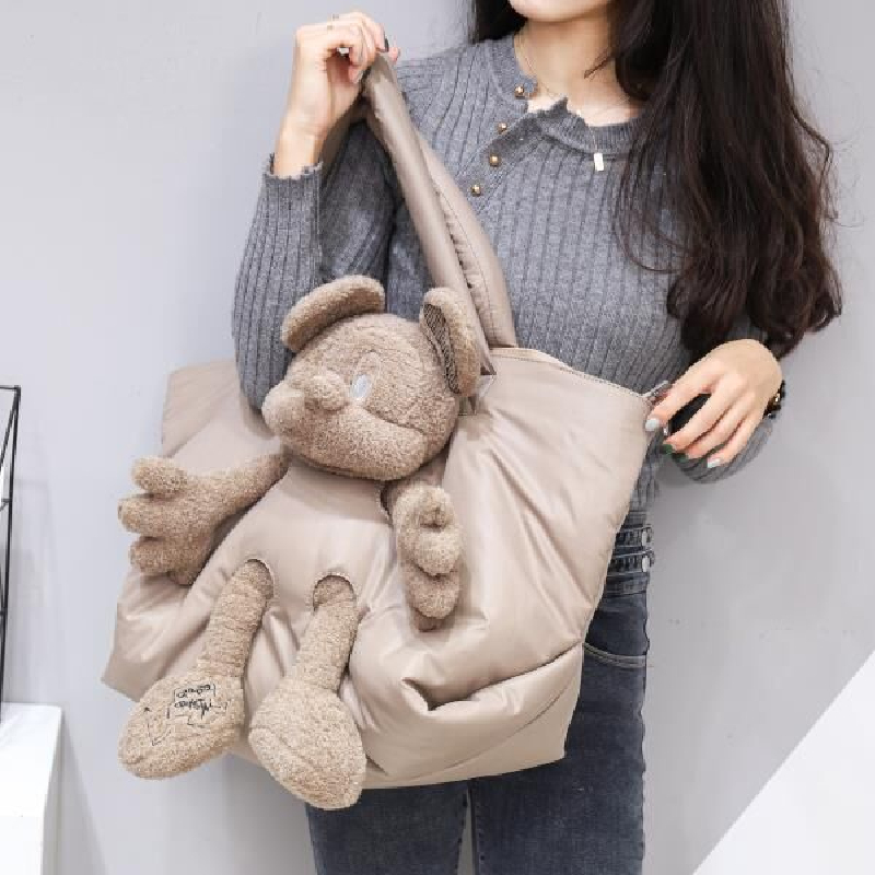 Autumn Winter Bear Tote Handbag
