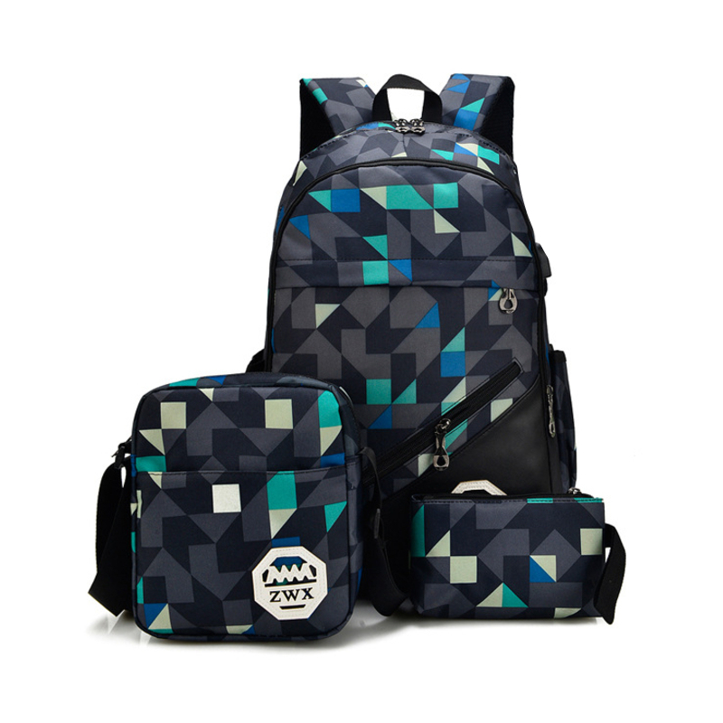 Usb Charging Backpack Messenger Sets