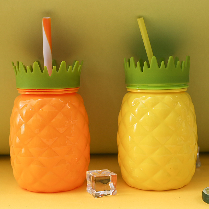 Children Pineapple Plastic Straw Cup