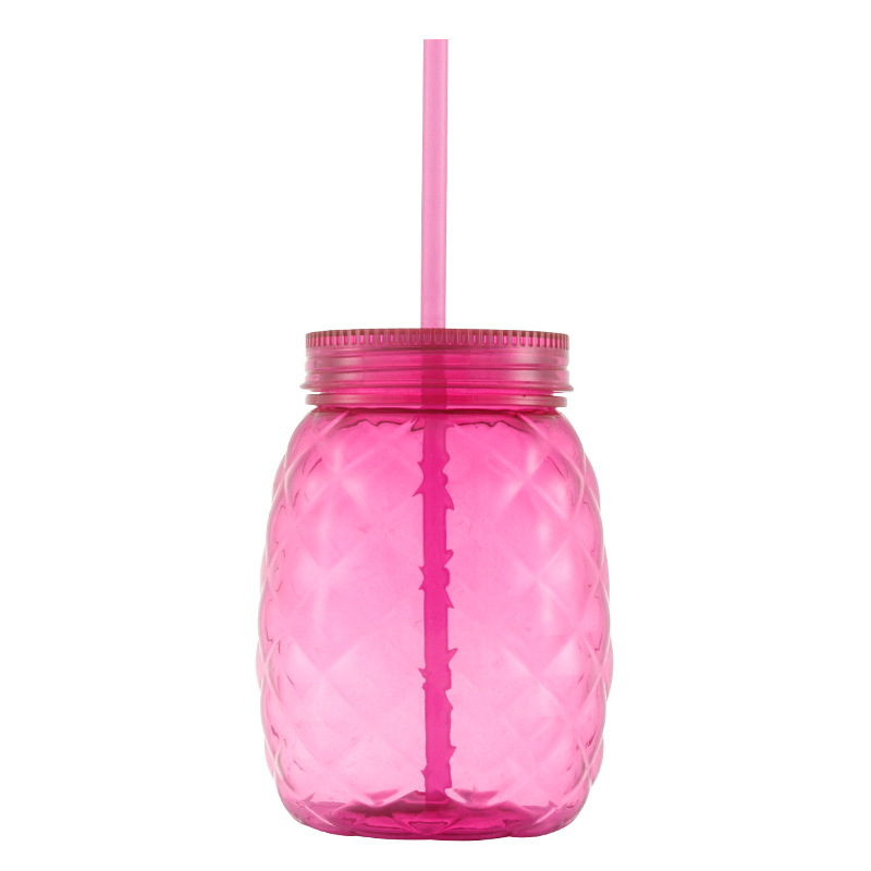 Children Pineapple Plastic Straw Cup