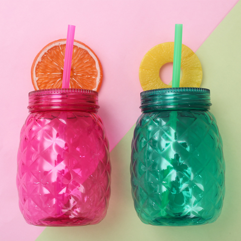 Children Pineapple Plastic Straw Cup
