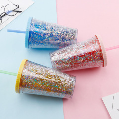 16 OZ Customized Glitter Plastic Water Bottle