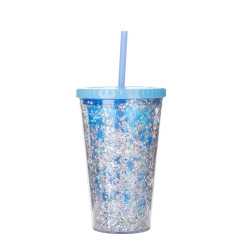 16 OZ Customized Glitter Plastic Water Bottle