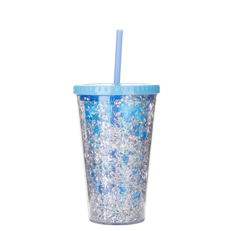 16 OZ Customized Glitter Plastic Water Bottle