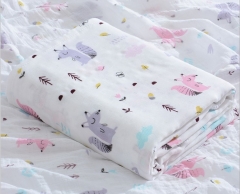 2 Layers 70% Bamboo 30% Cotton Baby Muslin Swaddle Blanket