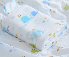 2 Layers 70% Bamboo 30% Cotton Baby Muslin Swaddle Blanket