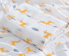 2 Layers 70% Bamboo 30% Cotton Baby Muslin Swaddle Blanket