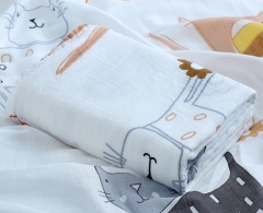 2 Layers 70% Bamboo 30% Cotton Baby Muslin Swaddle Blanket
