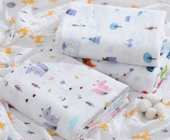 2 Layers 70% Bamboo 30% Cotton Baby Muslin Swaddle Blanket