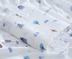 2 Layers 70% Bamboo 30% Cotton Baby Muslin Swaddle Blanket