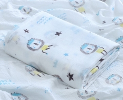 2 Layers 70% Bamboo 30% Cotton Baby Muslin Swaddle Blanket