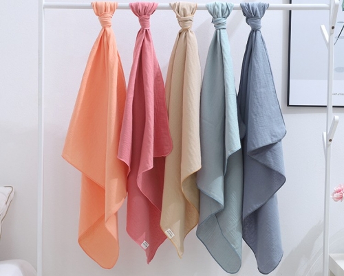 2 Layers Solid Color Baby Muslin Swaddle Blanket