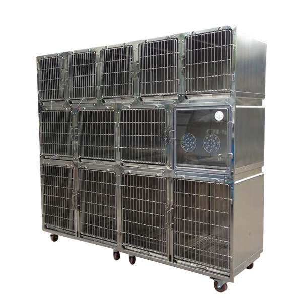 YSVET0510 304 cage pour animaux en acier inoxydable cage pour animaux de compagnie cage vétérinaire avec alimentation en oxygène