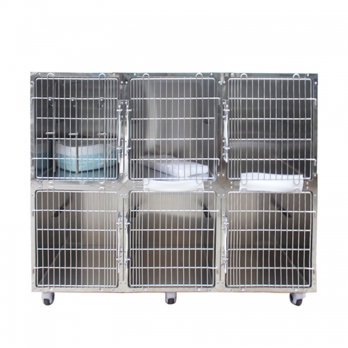 Cage vétérinaire cage combo chat / chien en acier inoxydable pour animaux de compagnie