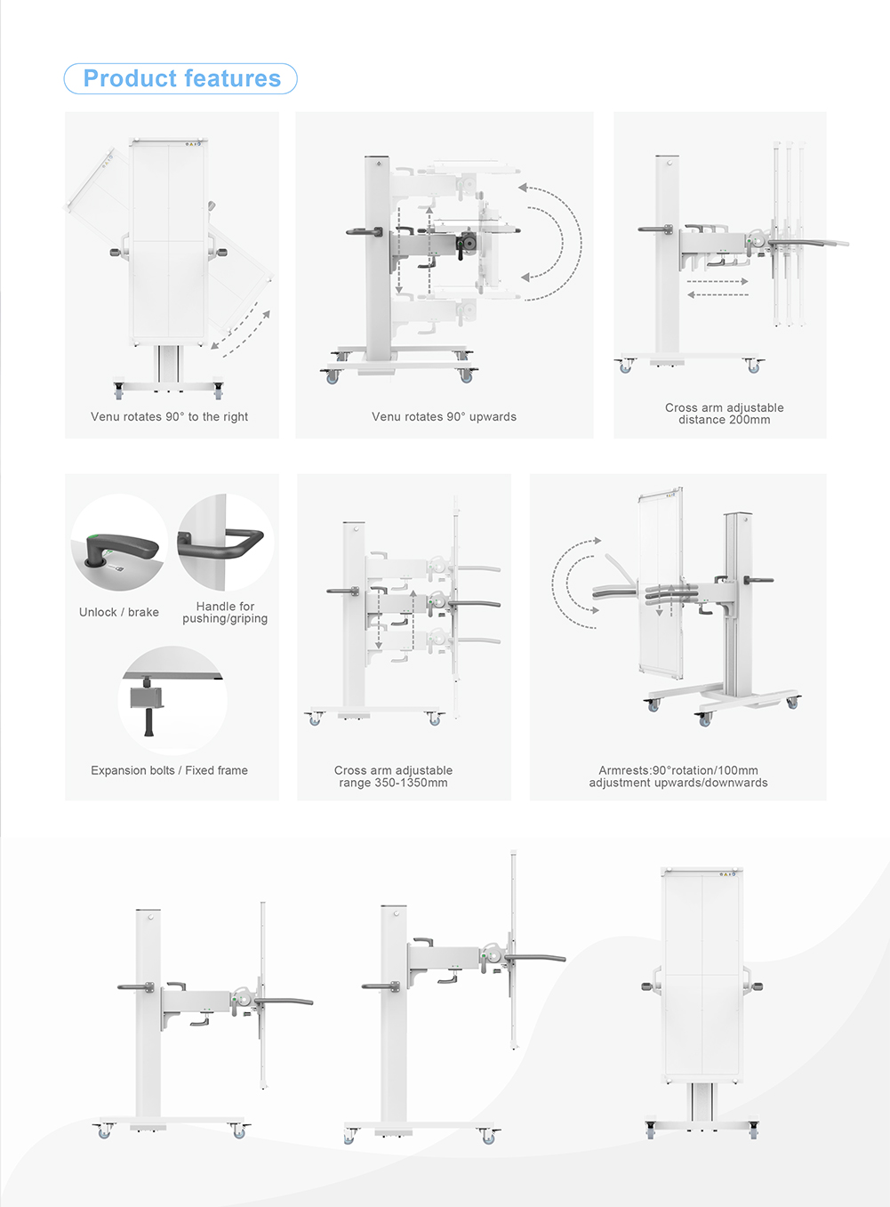 Mobile bucky stand for whole spine flat panel detector YSX-F1748