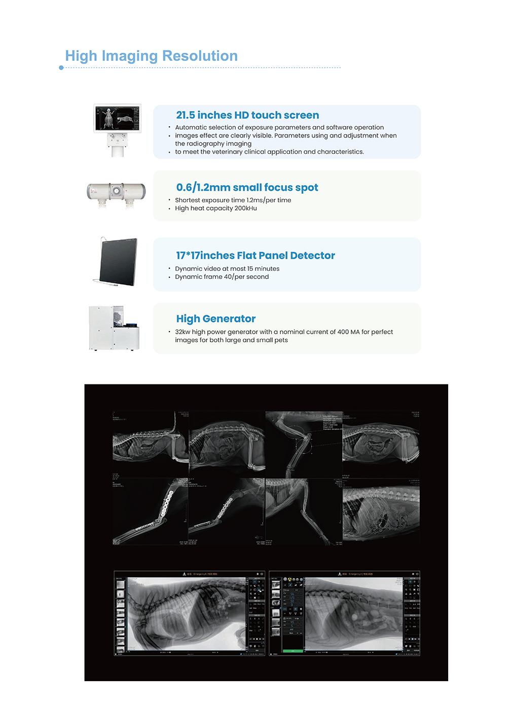 32kW veterinary dynamic digital x-ray and c-arm system YSDRF-VET320E